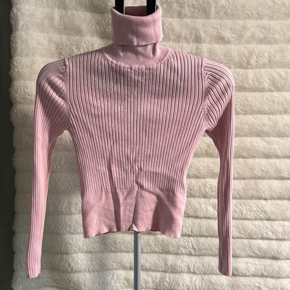 Pastel Pink  Zara Cowl Neck Ribbed Sweater